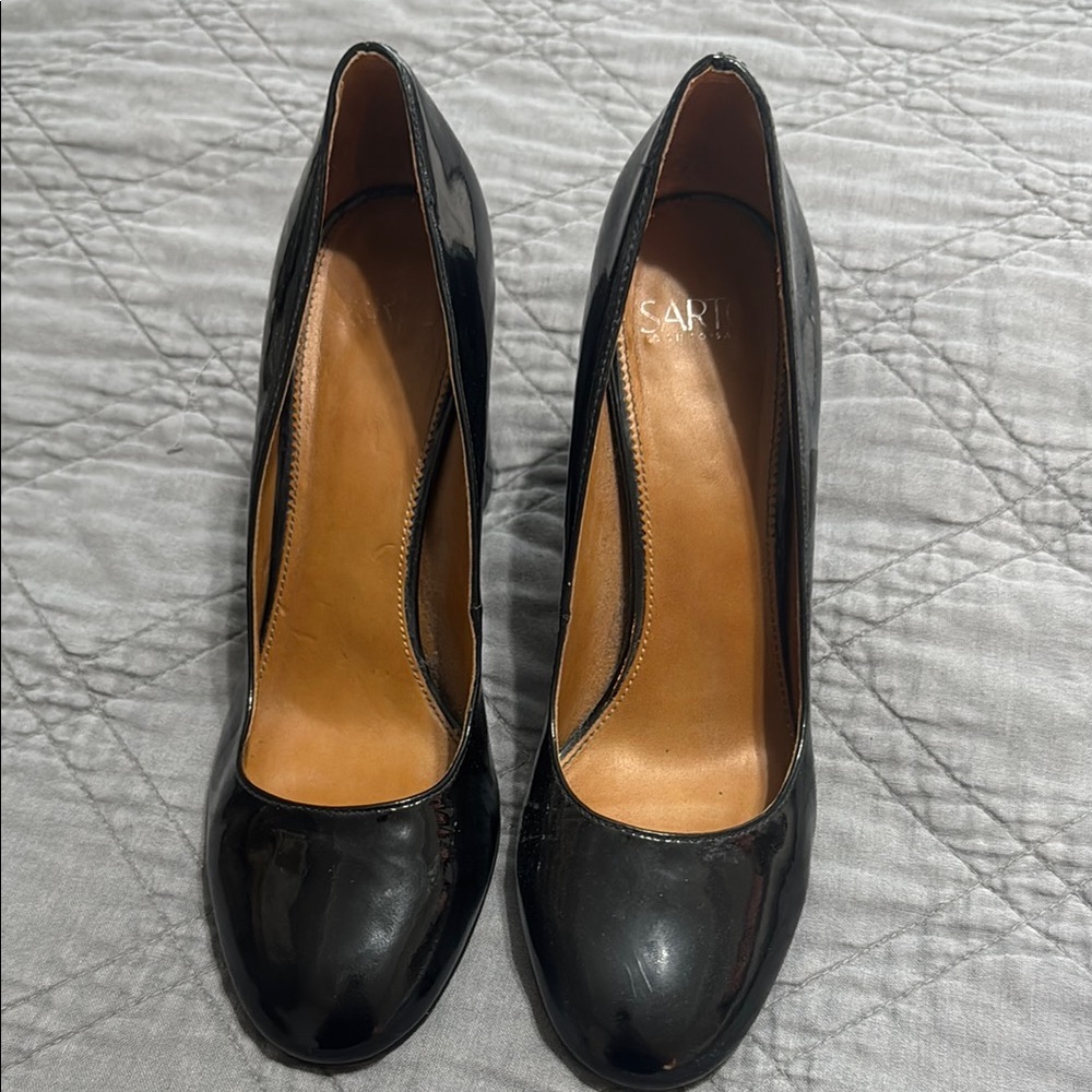 Franco Sarto Patent Leather Black Heels Classic Design